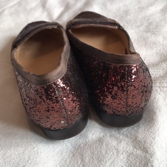pour La Victoire Brown Glitter Leather Rory Flats Size 7.5 - Picture 3 of 9